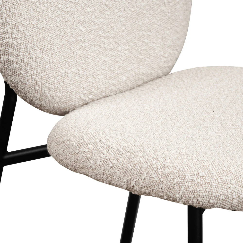 Dalby - Lot De 2 Chaises - Tissu Bouclette & Métal - Écru - Image 6