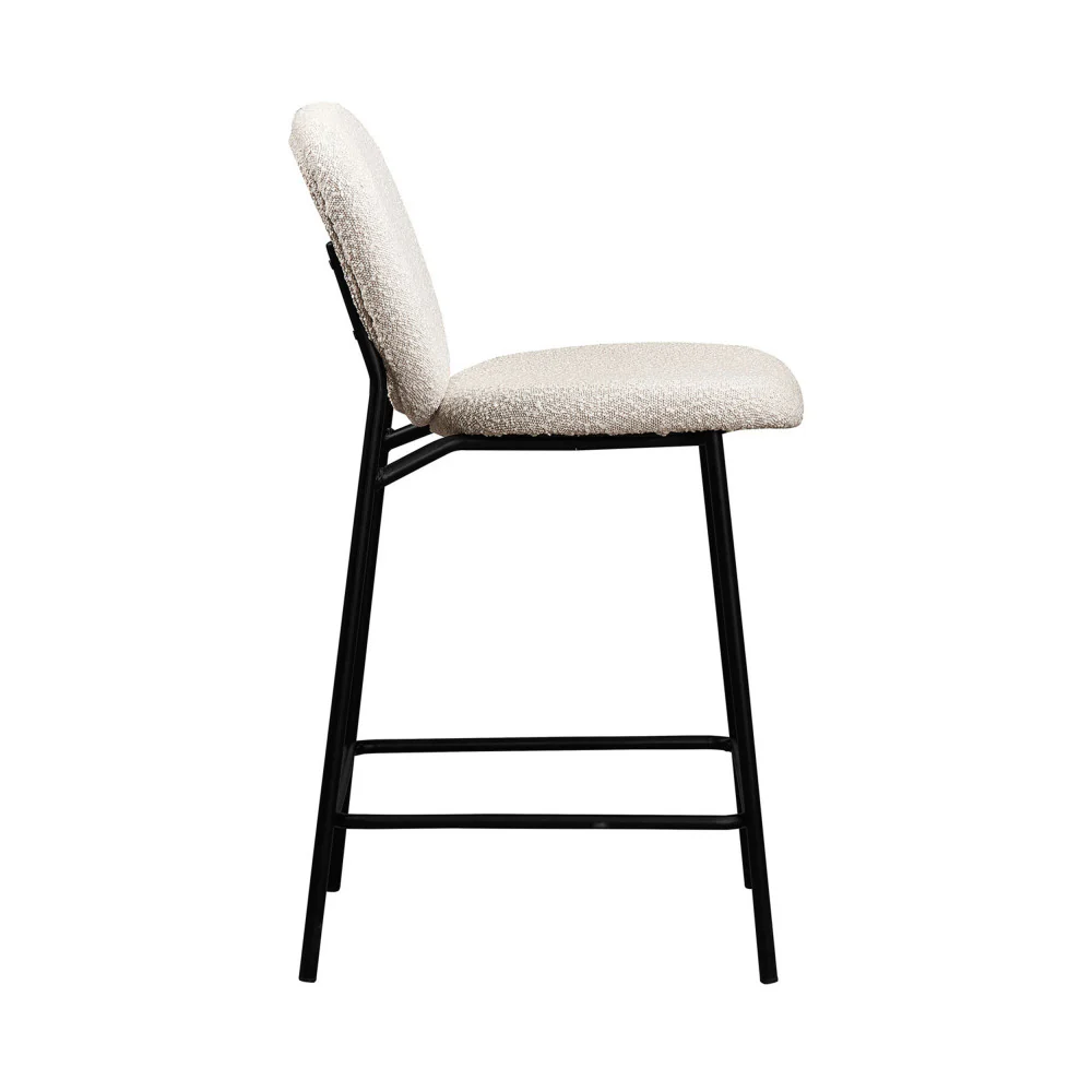 Dalby - Lot De 2 Tabourets De Bar - Tissu Bouclette & Métal - Écru - Image 3