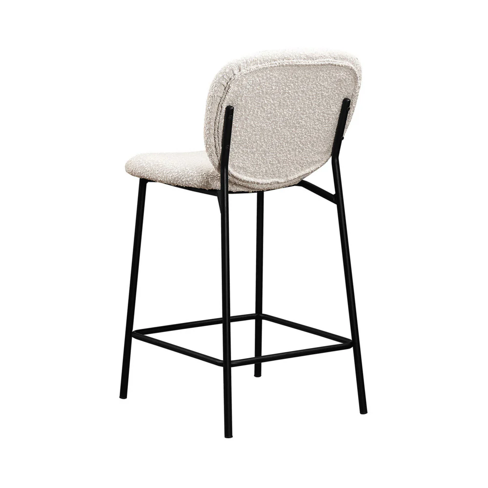 Dalby - Lot De 2 Tabourets De Bar - Tissu Bouclette & Métal - Écru - Image 4