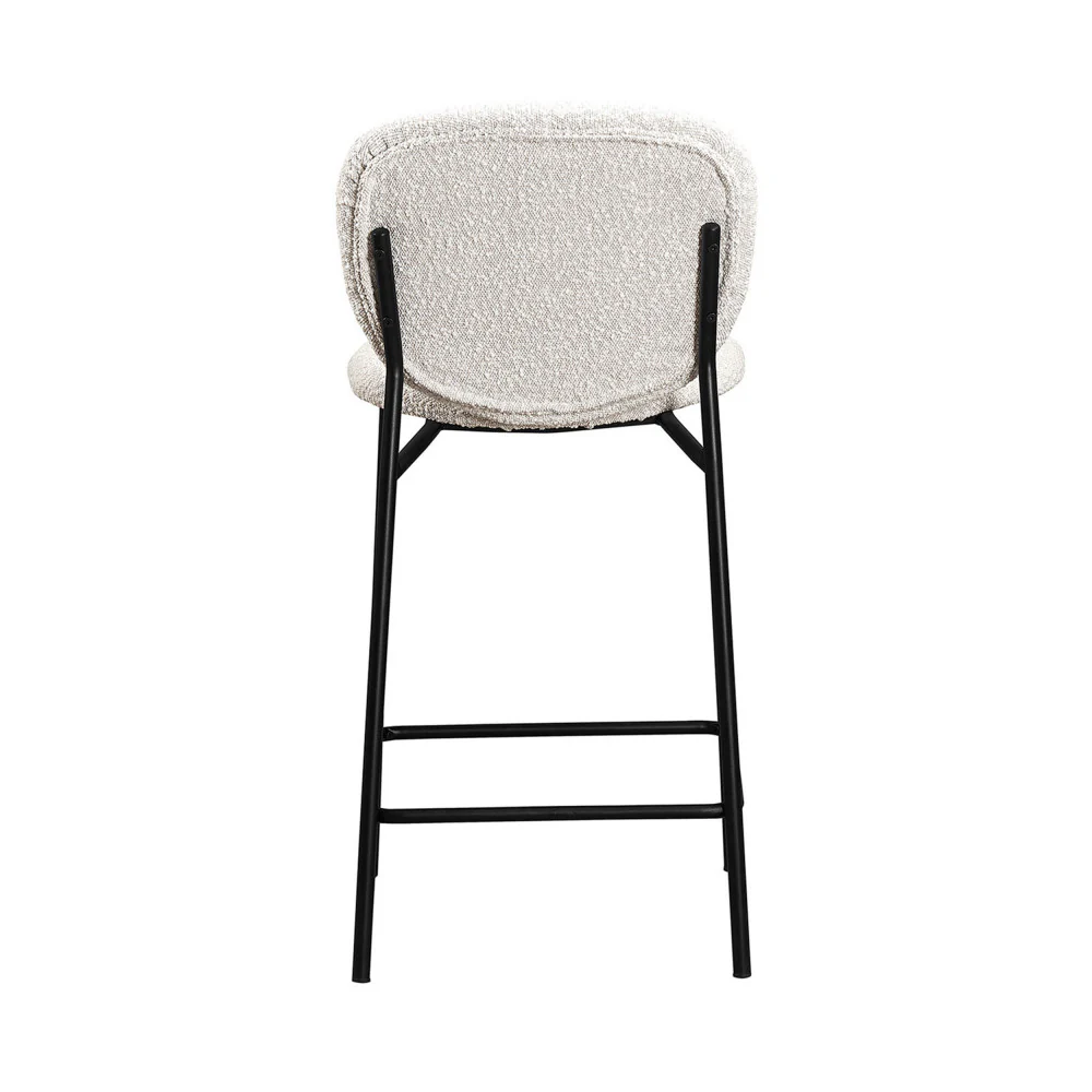 Dalby - Lot De 2 Tabourets De Bar - Tissu Bouclette & Métal - Écru - Image 5
