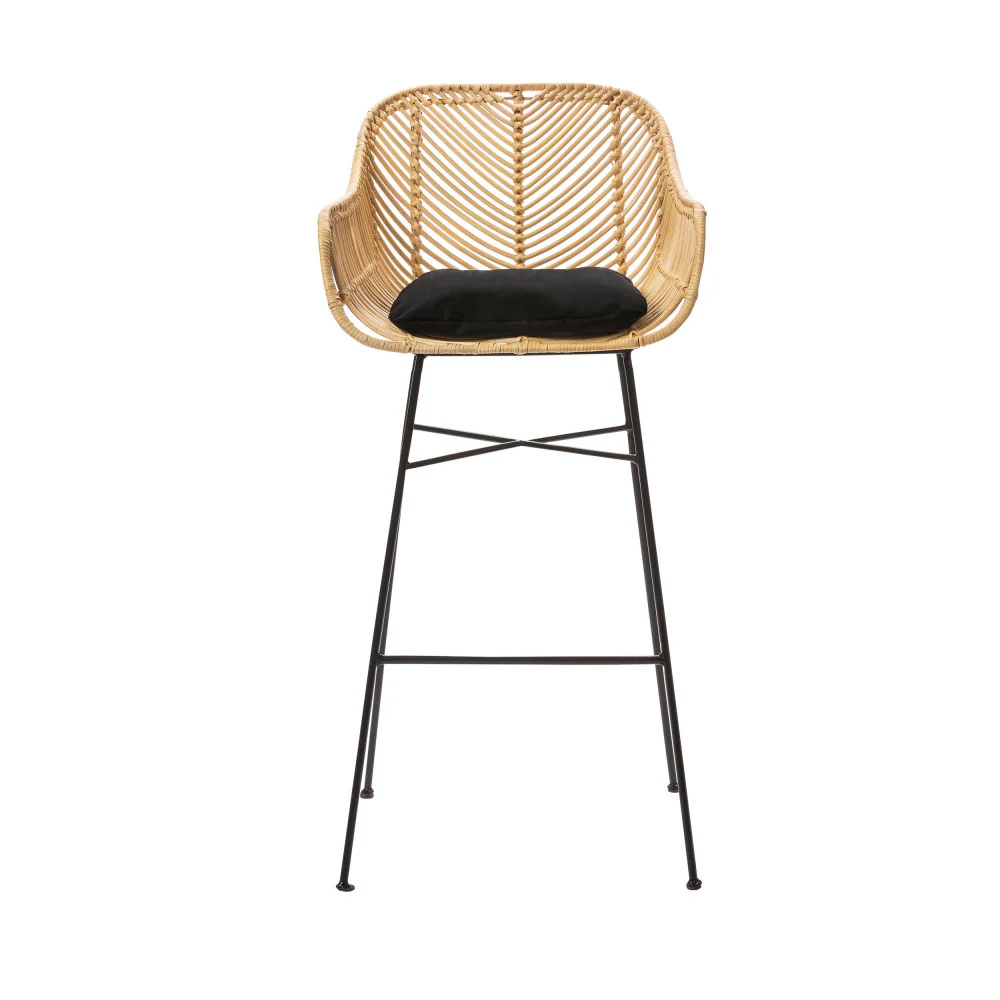 Nunuhai - Lot De 2 Tabourets De Bar - Rotin - Naturel - Hauteur D'Assise 76cm - Image 4