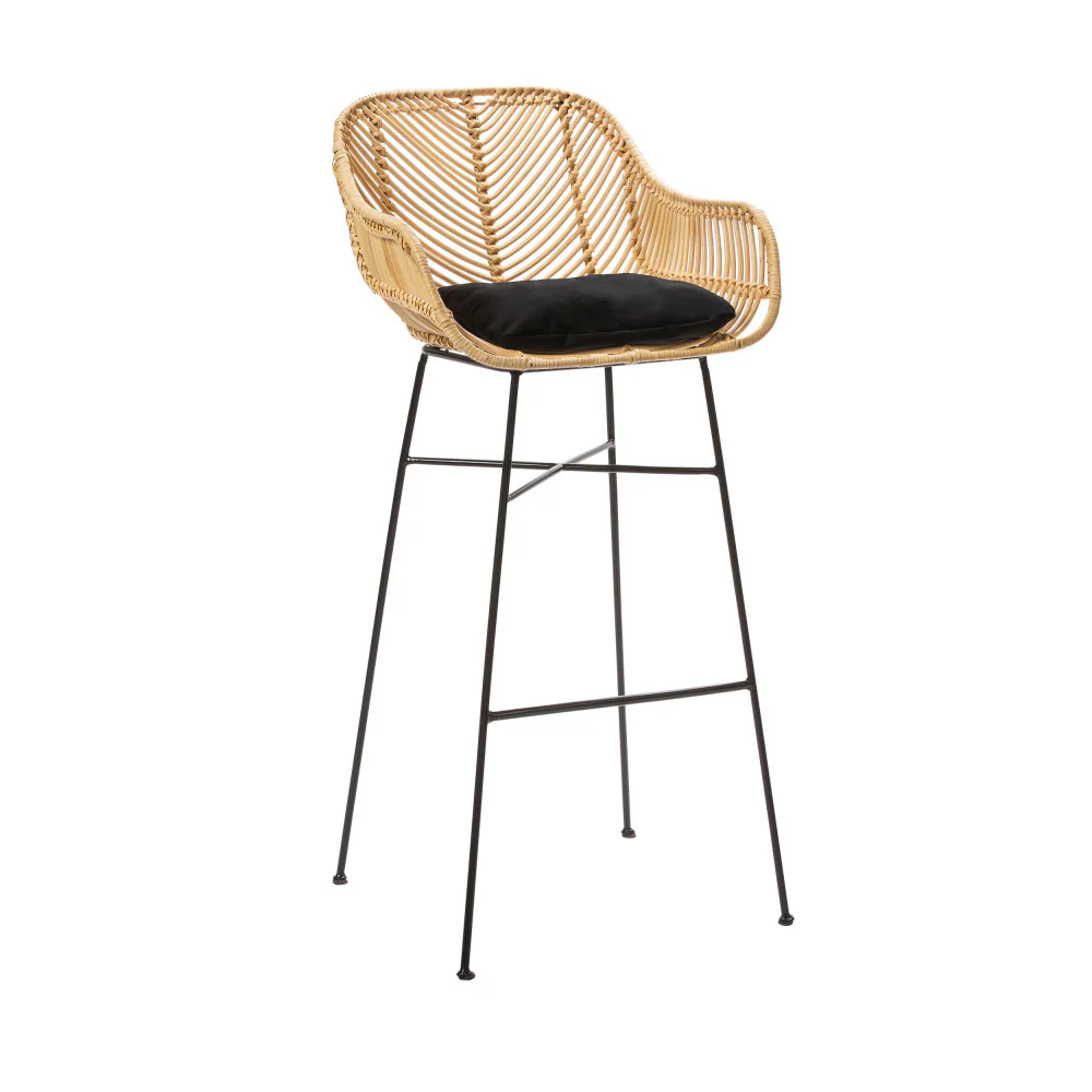 Nunuhai - Lot De 2 Tabourets De Bar - Rotin - Naturel - Hauteur D'Assise 76cm - Image 5