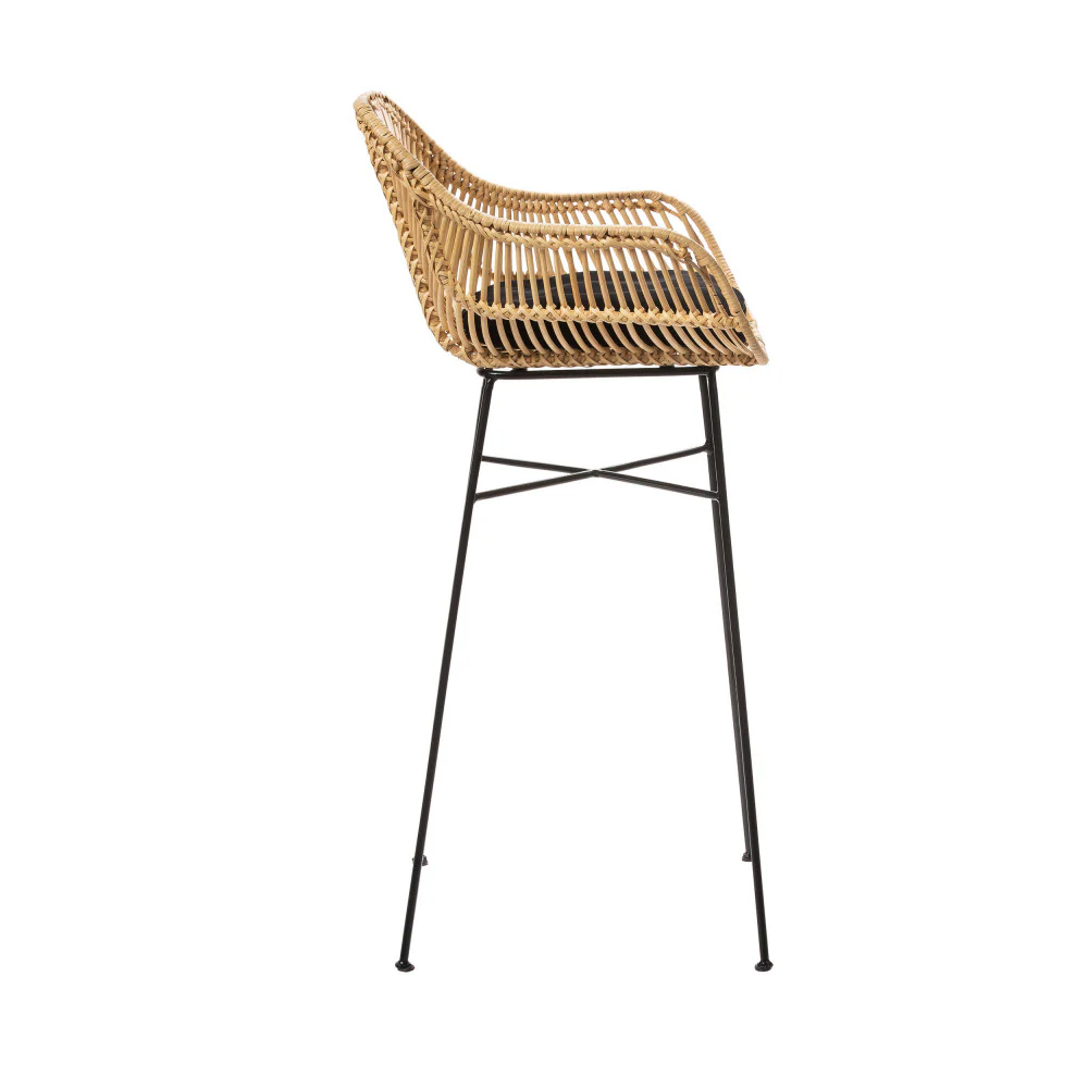 Nunuhai - Lot De 2 Tabourets De Bar - Rotin - Naturel - Hauteur D'Assise 76cm - Image 6