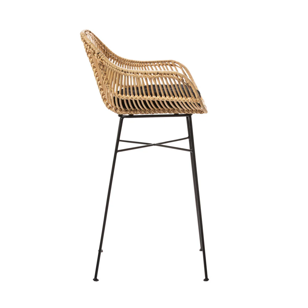 Nunuhai - Lot De 2 Tabourets De Bar - Rotin - Naturel - Hauteur D'Assise 68cm - Image 5