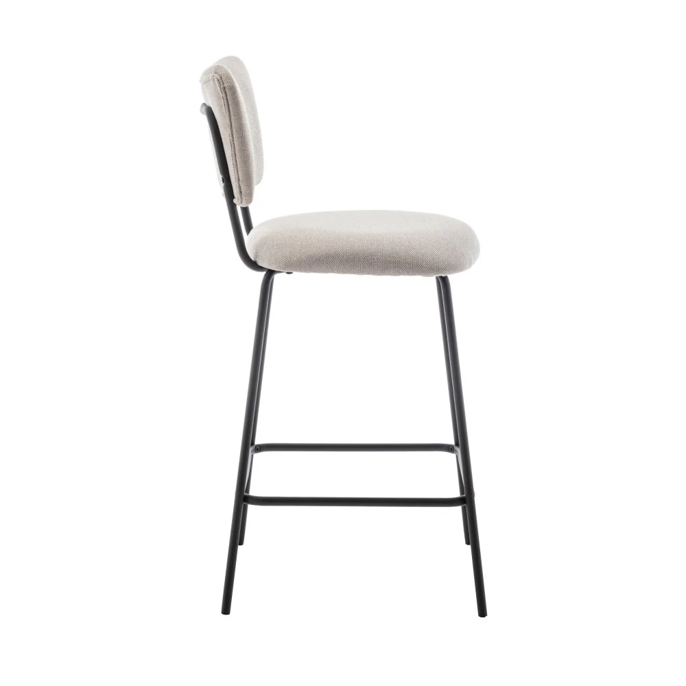Vander - Lot De 2 Chaises De Bar - Tissu & Métal - Beige - Image 5