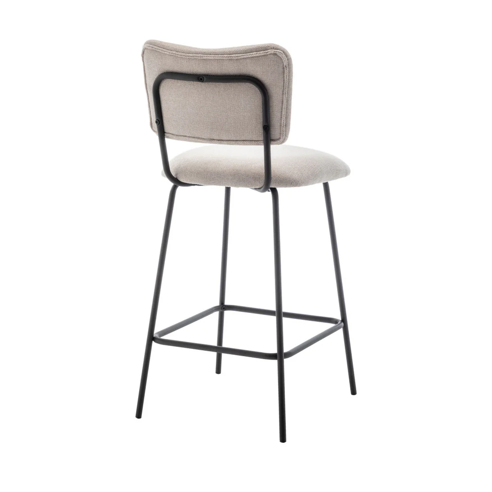 Vander - Lot De 2 Chaises De Bar - Tissu & Métal - Beige - Image 6