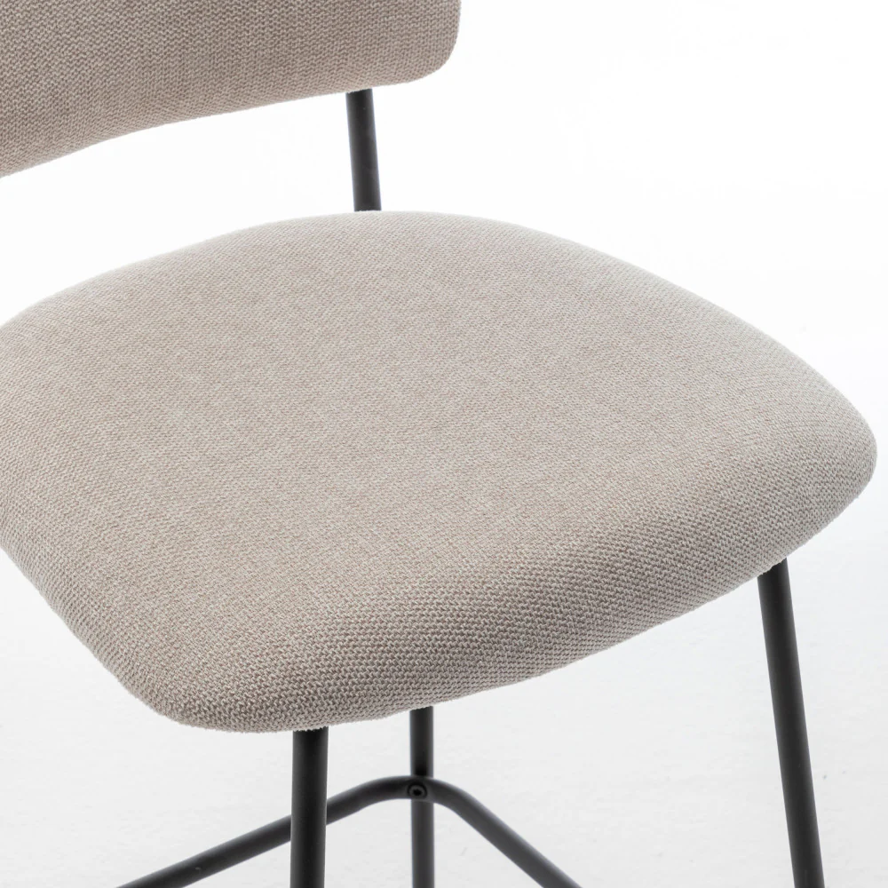 Vander - Lot De 2 Chaises De Bar - Tissu & Métal - Beige - Image 9