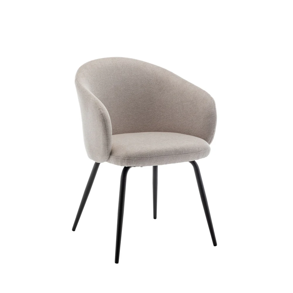 Calabra - Lot De 2 Fauteuils De Table - Tissu & Métal - Beige - Image 4