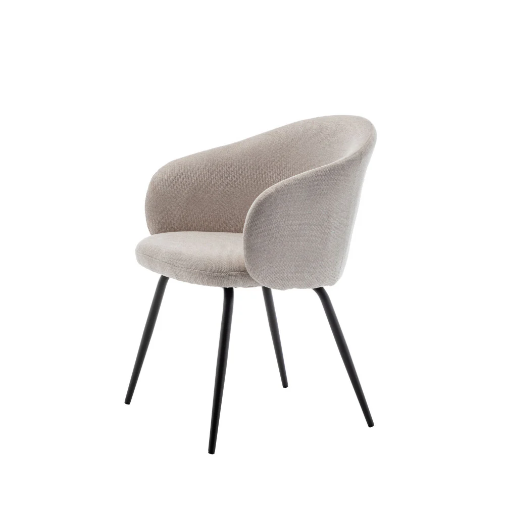 Calabra - Lot De 2 Fauteuils De Table - Tissu & Métal - Beige - Image 6