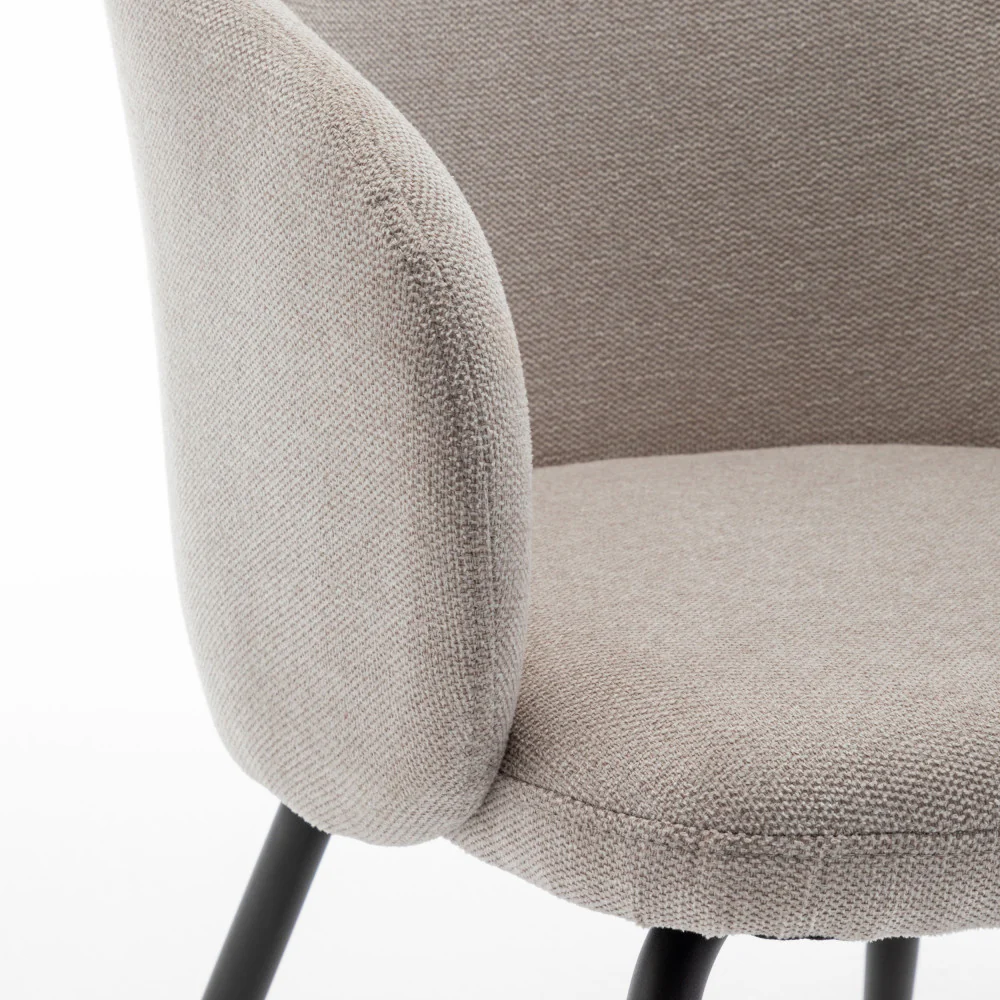 Calabra - Lot De 2 Fauteuils De Table - Tissu & Métal - Beige - Image 7