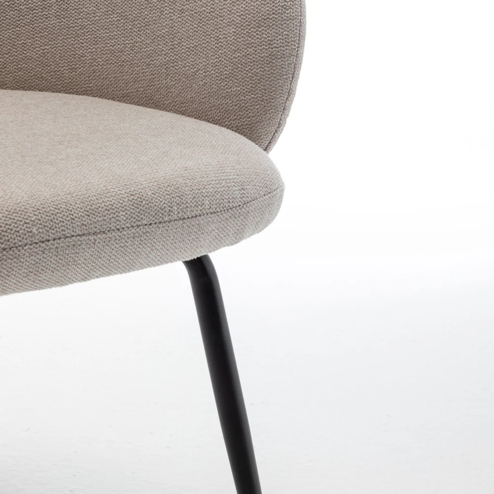 Calabra - Lot De 2 Fauteuils De Table - Tissu & Métal - Beige - Image 9