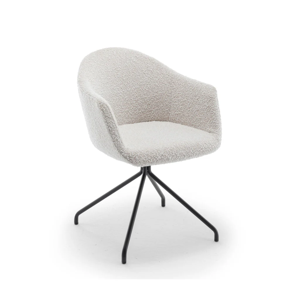 Kooij - Chaise De Bureau - Tissu Bouclette & Métal - Écru - Image 2