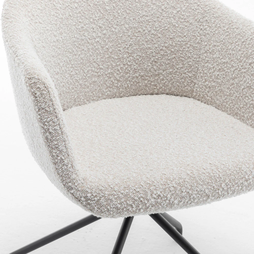 Kooij - Chaise De Bureau - Tissu Bouclette & Métal - Écru - Image 5