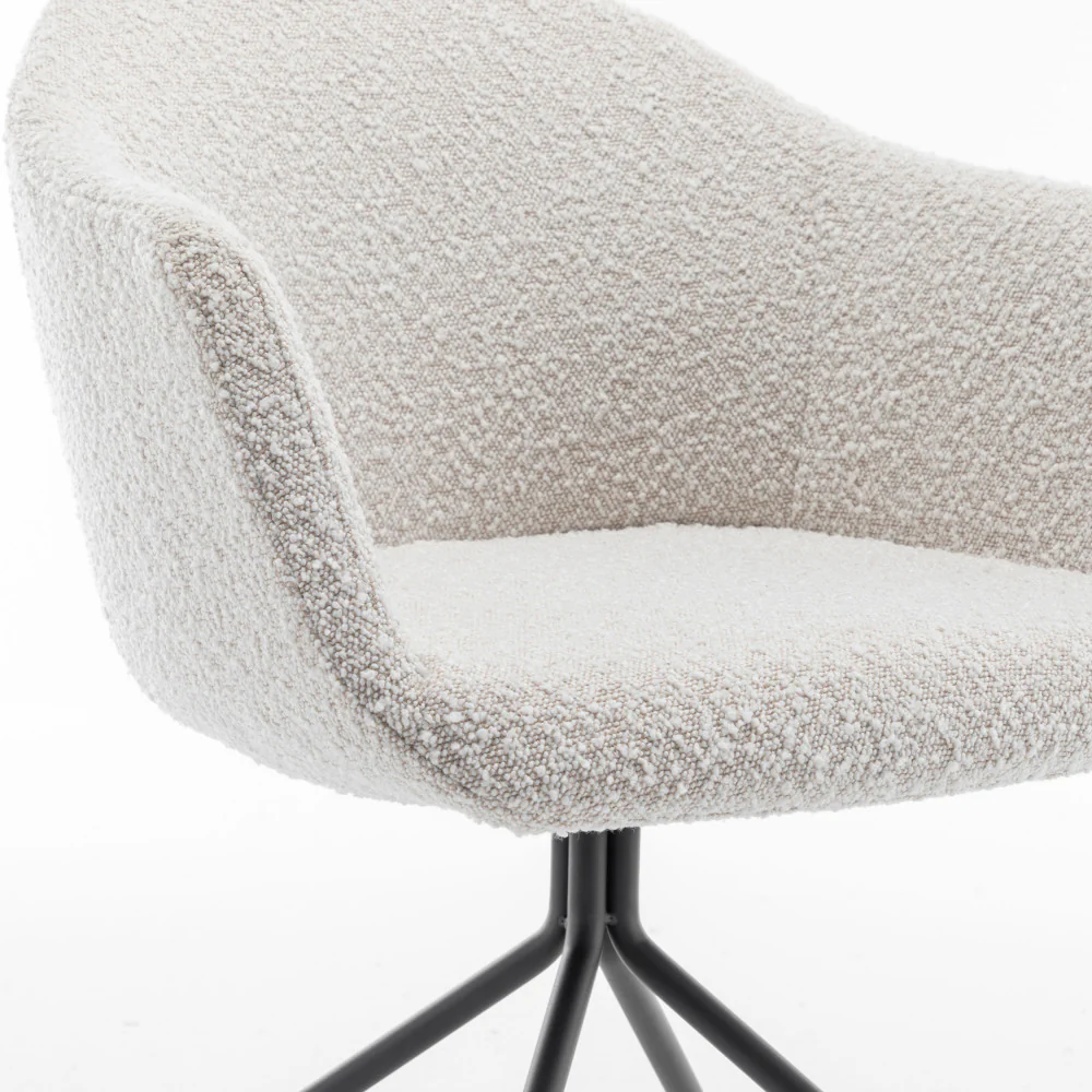 Kooij - Chaise De Bureau - Tissu Bouclette & Métal - Écru - Image 9