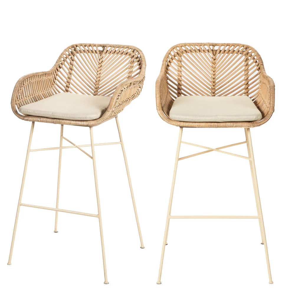 Nunuhai - Lot De 2 Tabourets De Bar - Rotin - Naturel - Image 2