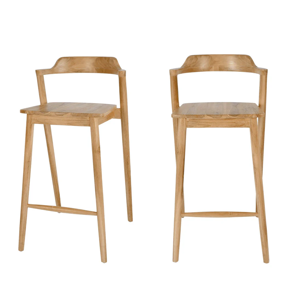 Joko - Lot De 2 Chaises De Bar - Teck - Bois - Image 2