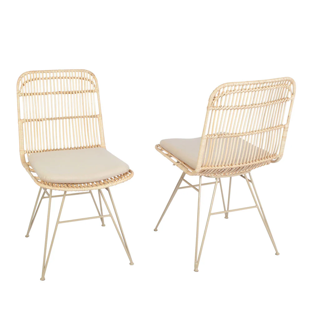 Uyuni - Lot De 2 Chaises Design - Rotin - Naturel - Image 10