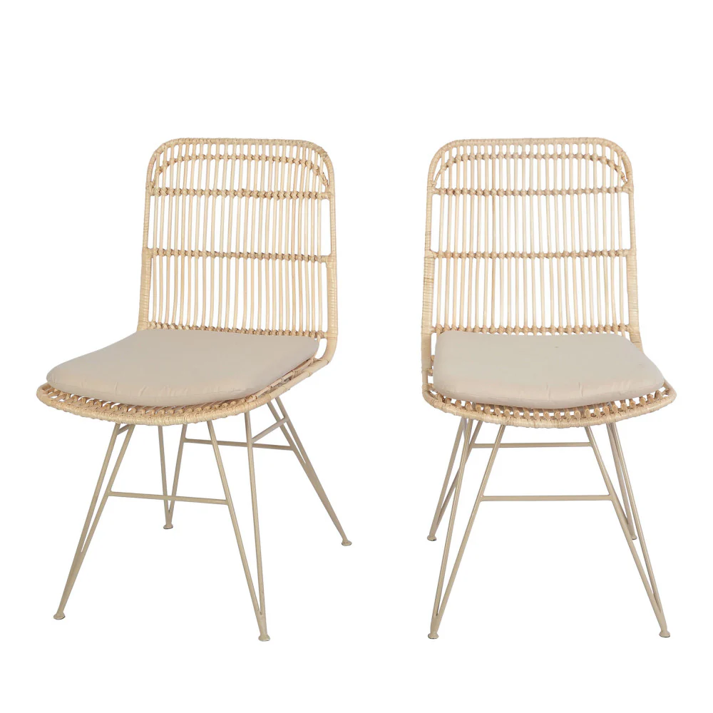 Uyuni - Lot De 2 Chaises Design - Rotin - Naturel - Image 2