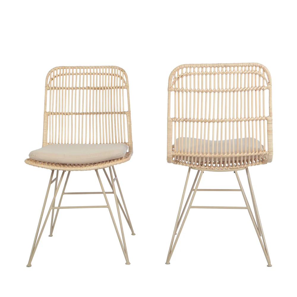 Uyuni - Lot De 2 Chaises Design - Rotin - Naturel - Image 9