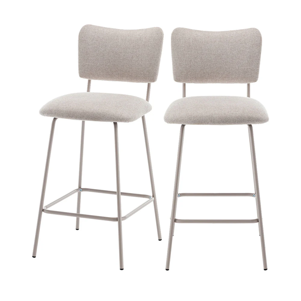 Vander - Lot De 2 Chaises De Bar - Tissu & Métal - Beige - Image 2