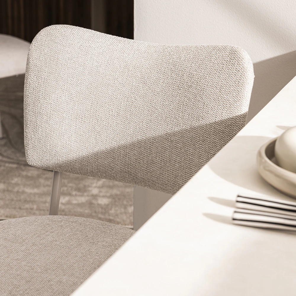 Vander - Lot De 2 Chaises De Bar - Tissu & Métal - Beige - Image 3