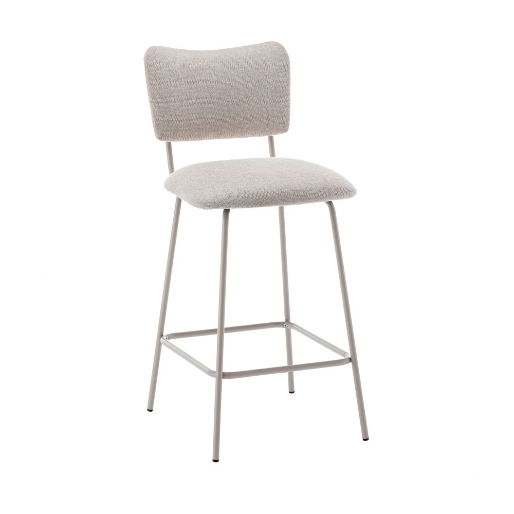 Vander - Lot De 2 Chaises De Bar - Tissu & Métal - Beige - Image 4