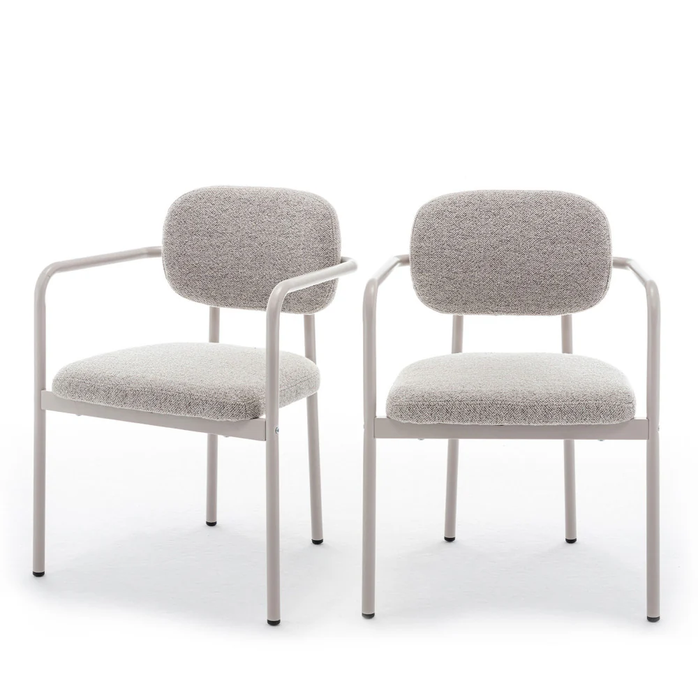 Stuart - Lot De 2 Fauteuils De Table - Tissu Bouclette - Beige - Image 2