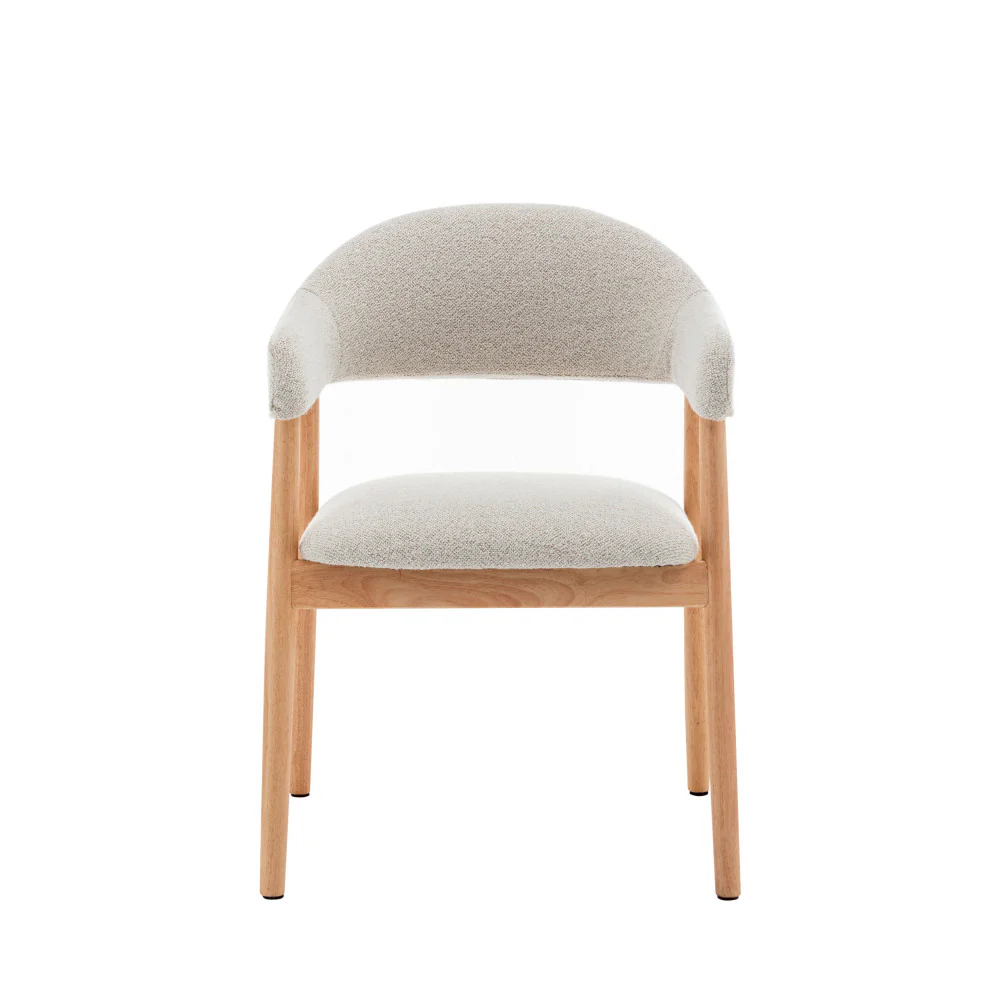 Marina - Lot De 2 Fauteuils De Table - Tissu Bouclette & Bois - Beige - Image 4