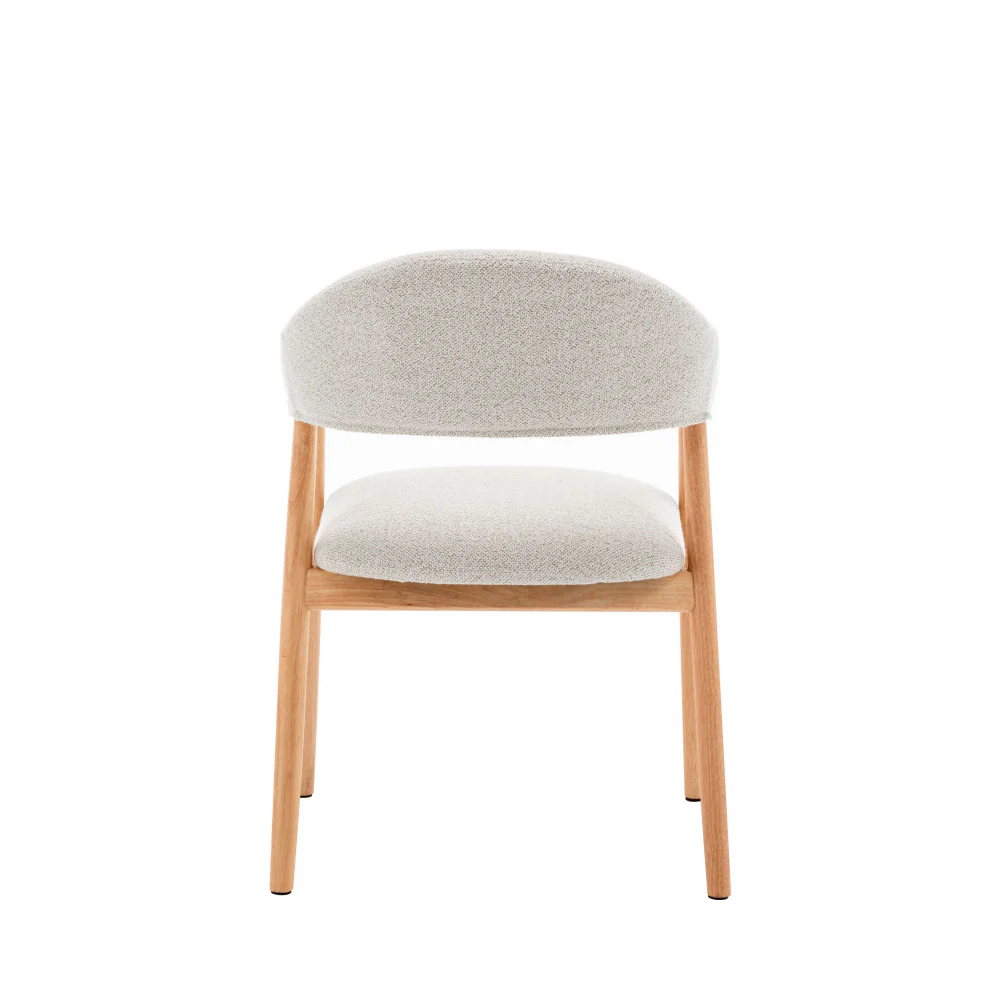 Marina - Lot De 2 Fauteuils De Table - Tissu Bouclette & Bois - Beige - Image 7