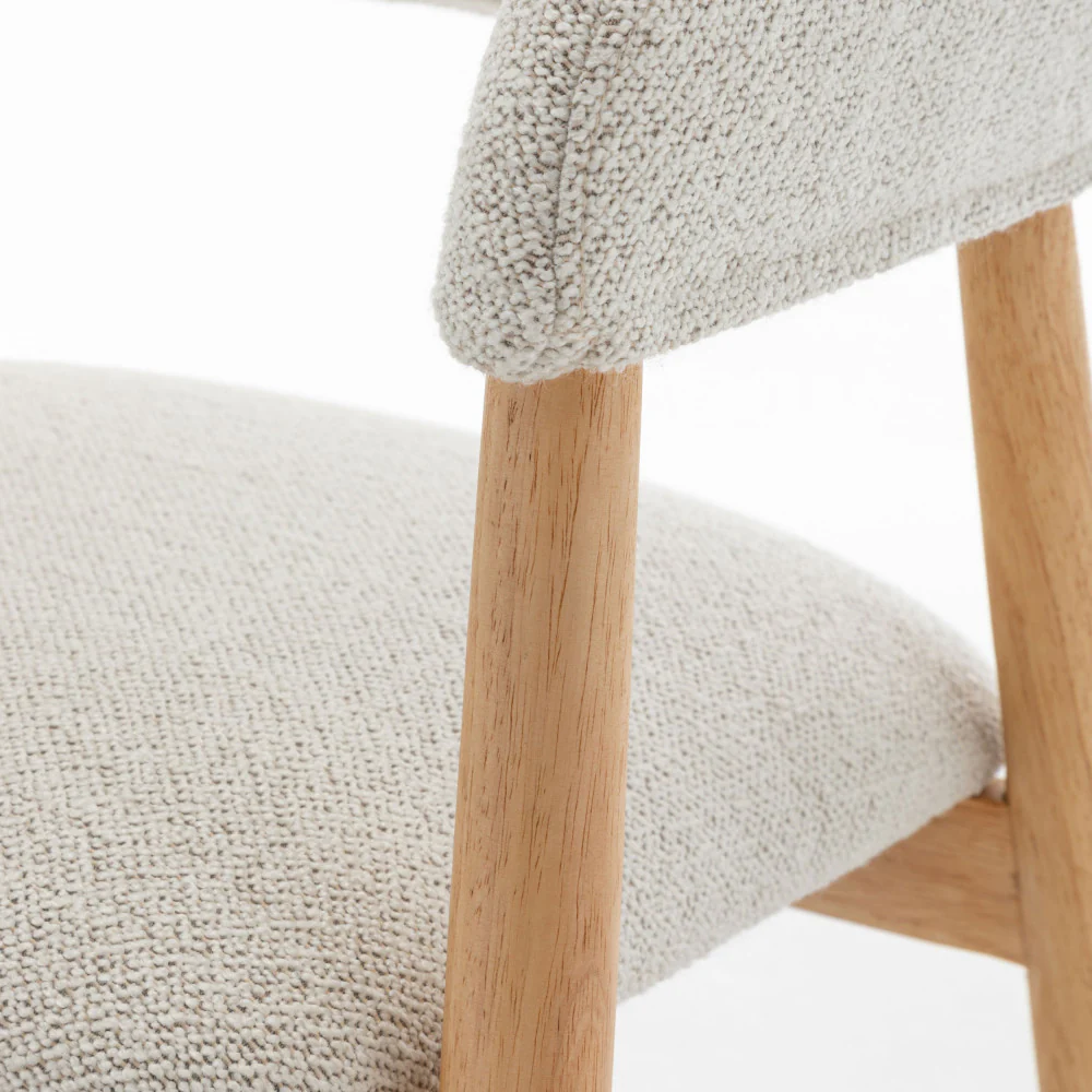Marina - Lot De 2 Fauteuils De Table - Tissu Bouclette & Bois - Beige - Image 8