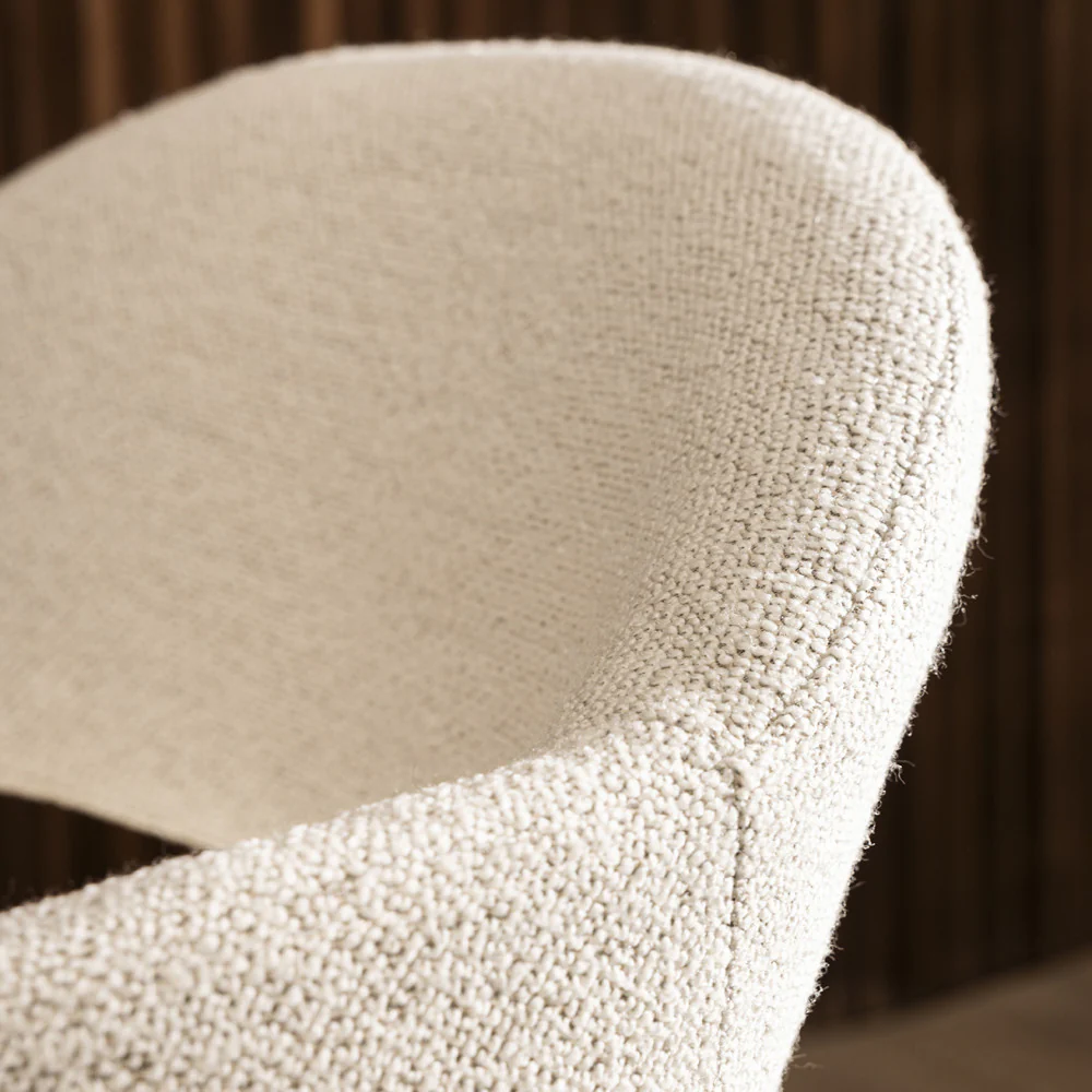 Marina - Lot De 2 Fauteuils De Table - Tissu Bouclette & Bois - Beige - Image 9