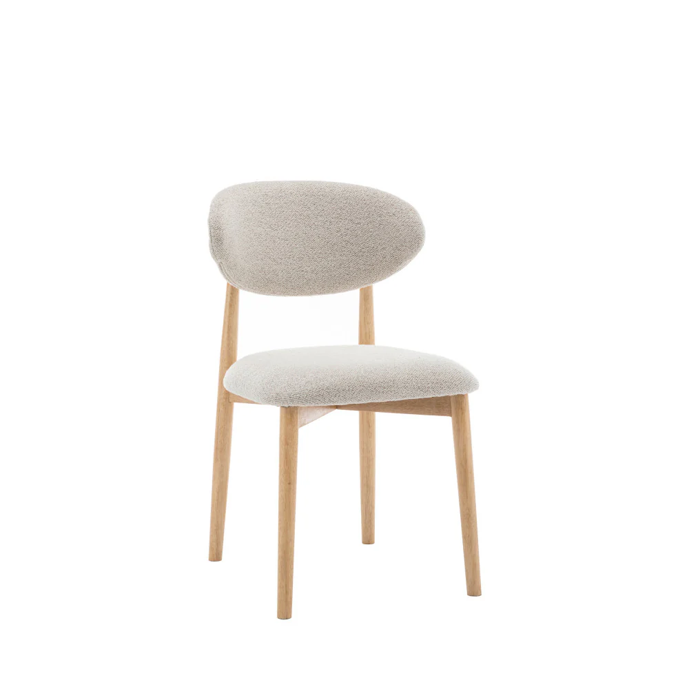 Clara - Lot De 2 Chaises - Tissu Bouclette & Bois - Beige - Image 3