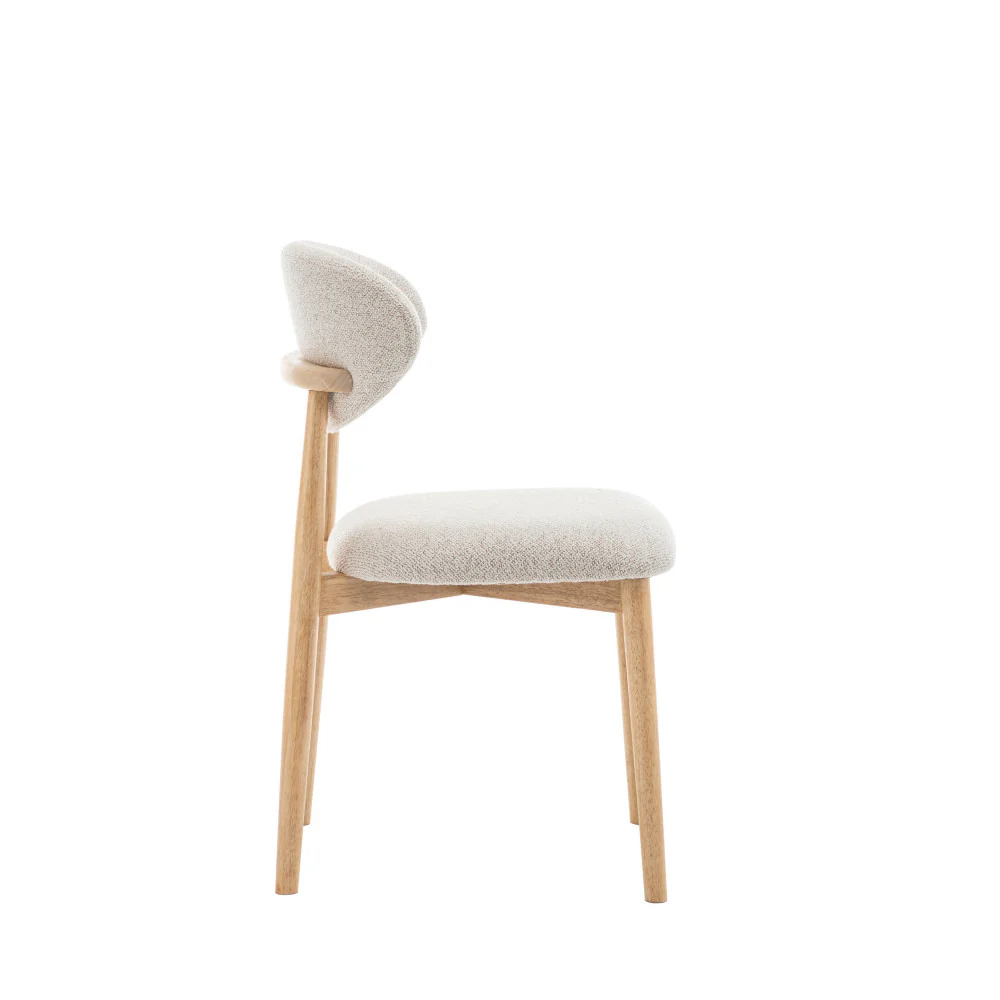 Clara - Lot De 2 Chaises - Tissu Bouclette & Bois - Beige - Image 4