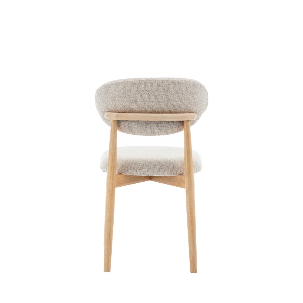 Clara - Lot De 2 Chaises - Tissu Bouclette & Bois - Beige - Image 5