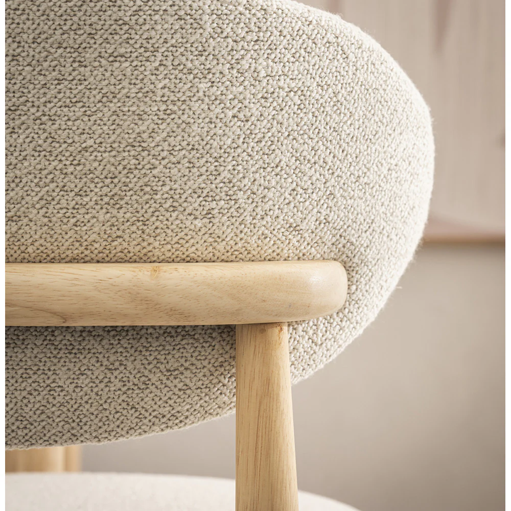 Clara - Lot De 2 Chaises - Tissu Bouclette & Bois - Beige - Image 7