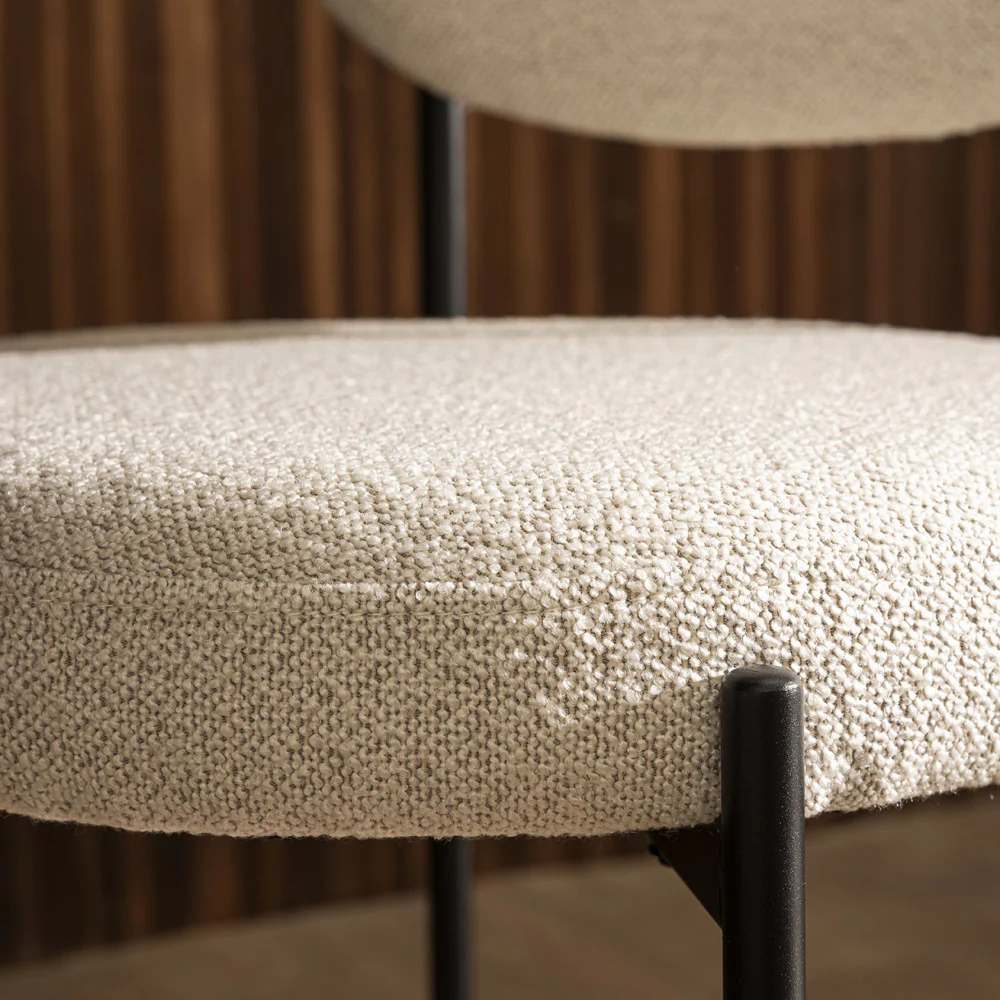 Kyoto - Lot De 2 Chaises - Tissu Bouclette & Métal - Écru - Image 7