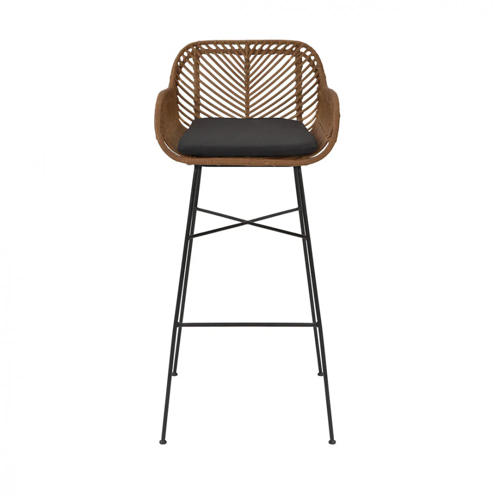 Nunuhai - Lot De 2 Tabourets De Bar - Rotin - Bois foncé - Image 3