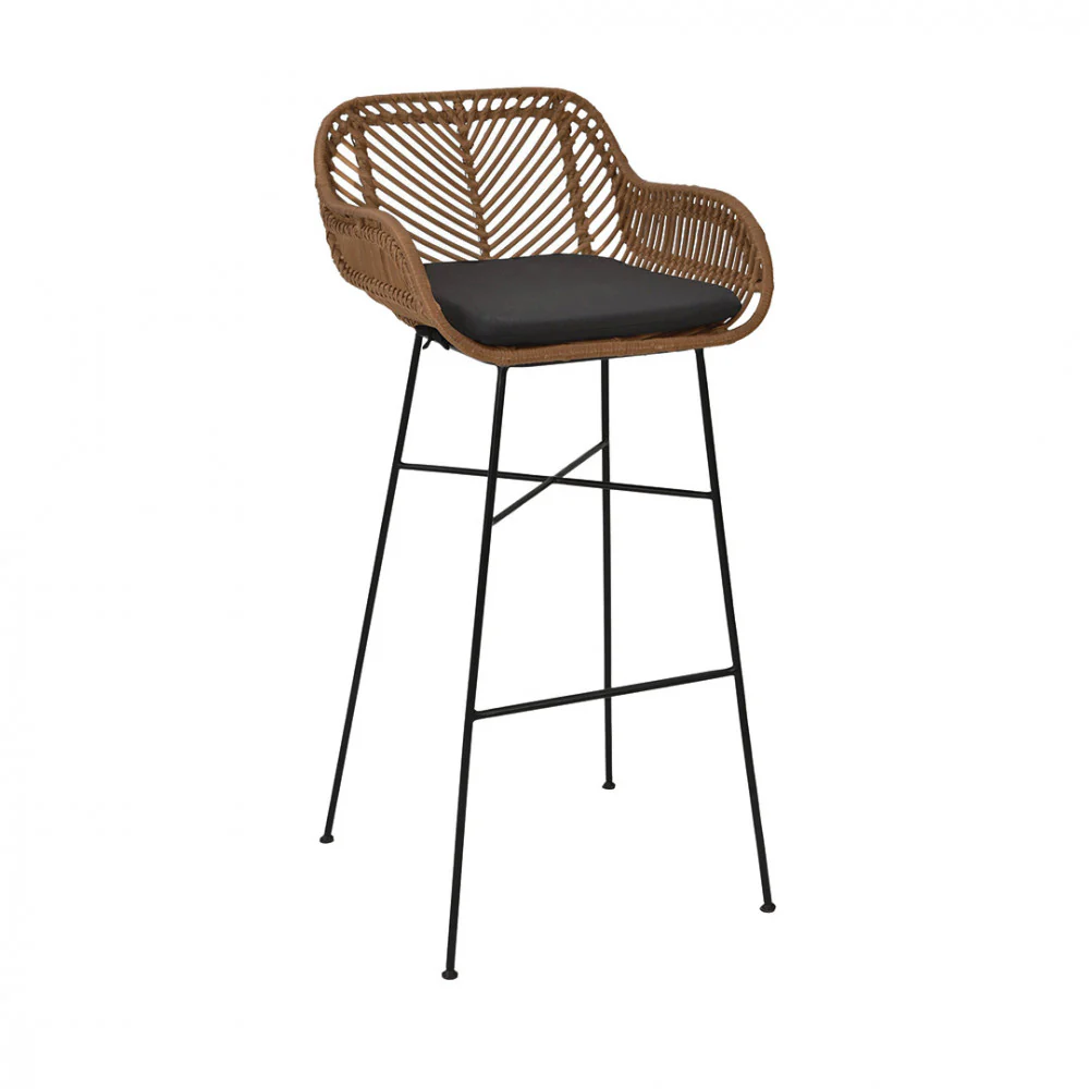 Nunuhai - Lot De 2 Tabourets De Bar - Rotin - Bois foncé - Image 4