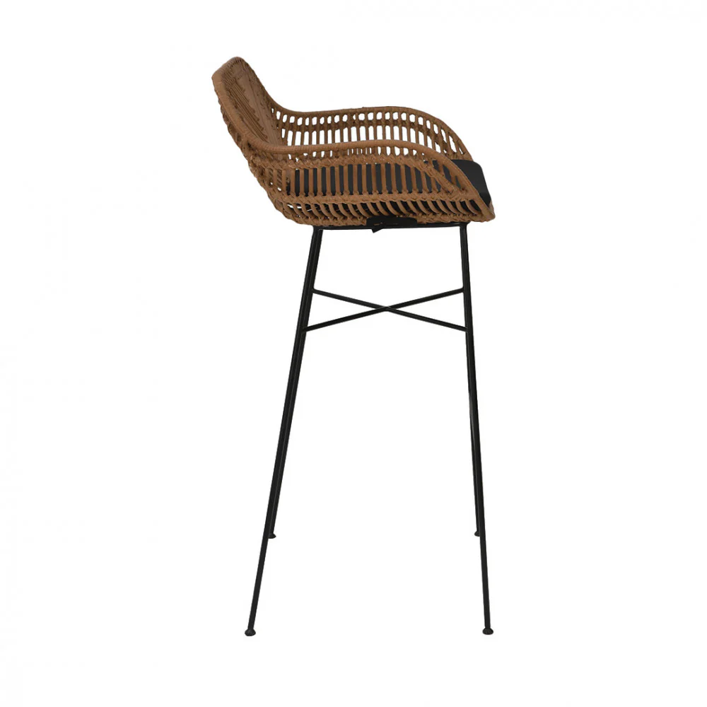Nunuhai - Lot De 2 Tabourets De Bar - Rotin - Bois foncé - Image 5