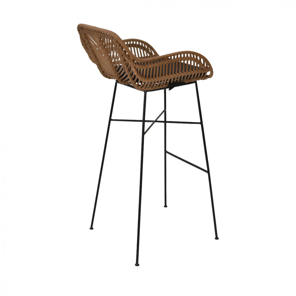 Nunuhai - Lot De 2 Tabourets De Bar - Rotin - Bois foncé - Image 8
