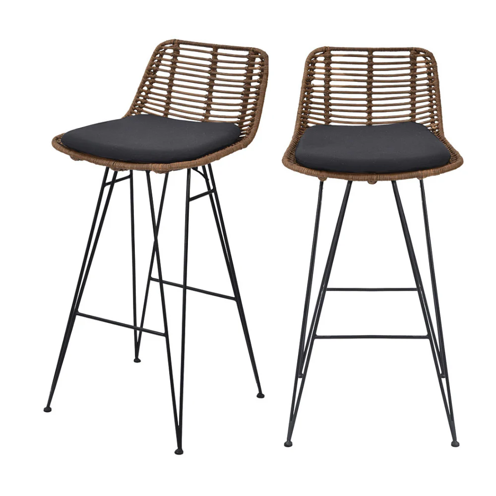 Capurgana - Lot De 2 Chaises De Bar Design - Rotin - Bois foncé - Image 2