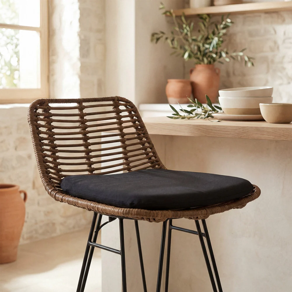 Capurgana - Lot De 2 Chaises De Bar Design - Rotin - Bois foncé - Image 4