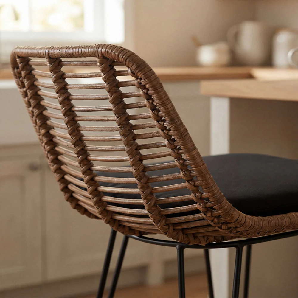 Capurgana - Lot De 2 Chaises De Bar Design - Rotin - Bois foncé - Image 8