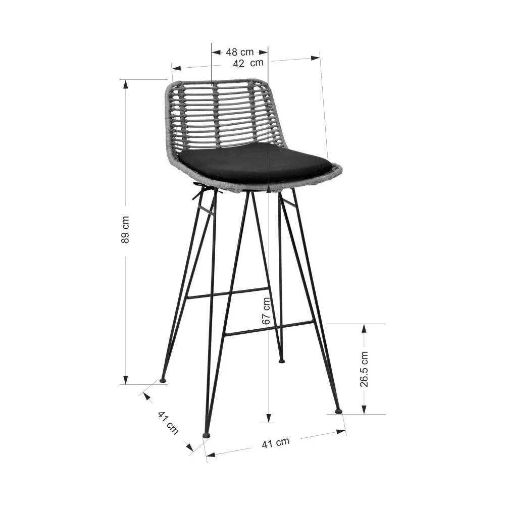 Capurgana - Lot De 2 Chaises De Bar Design Pieds Beige - Rotin - Naturel - Image 10