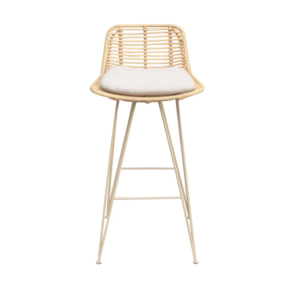 Capurgana - Lot De 2 Chaises De Bar Design Pieds Beige - Rotin - Naturel - Image 3