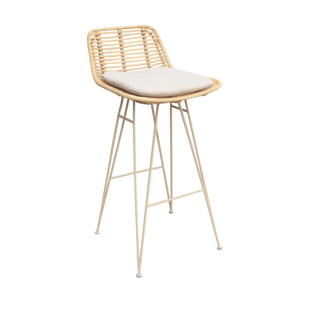 Capurgana - Lot De 2 Chaises De Bar Design Pieds Beige - Rotin - Naturel - Image 5