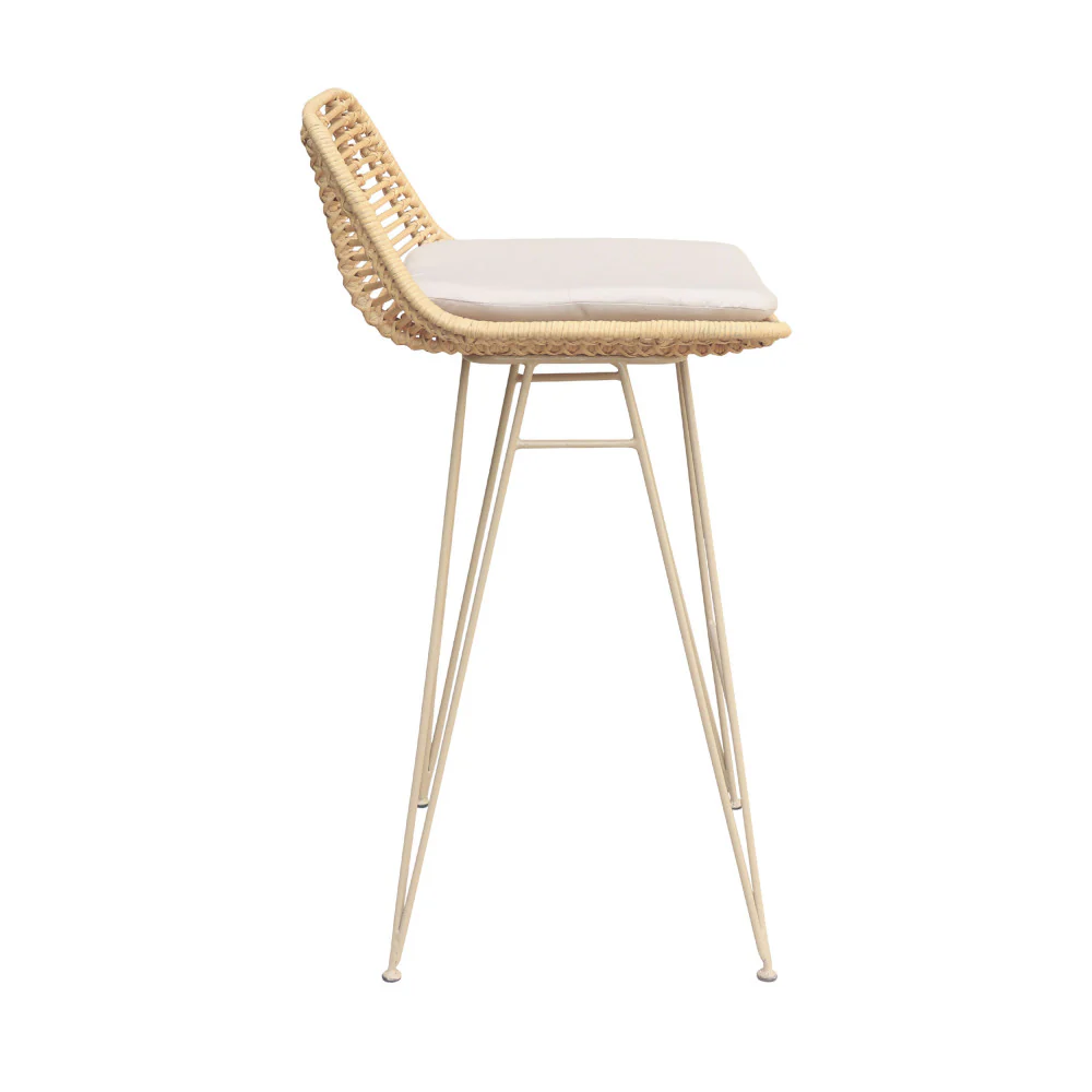 Capurgana - Lot De 2 Chaises De Bar Design Pieds Beige - Rotin - Naturel - Image 7
