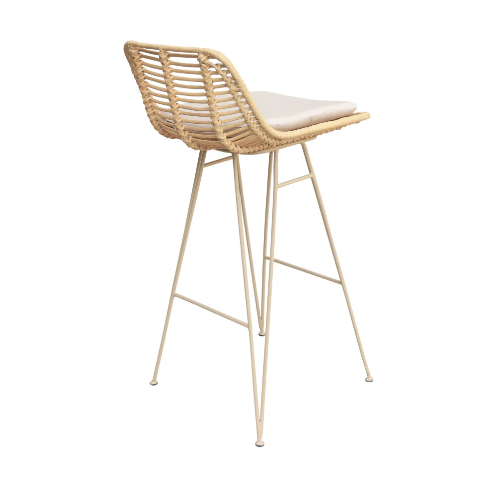Capurgana - Lot De 2 Chaises De Bar Design Pieds Beige - Rotin - Naturel - Image 8