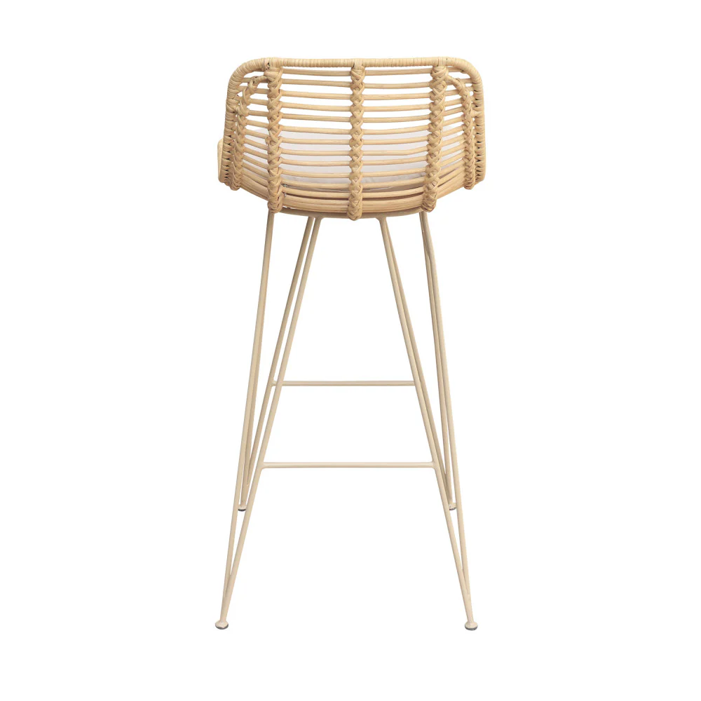 Capurgana - Lot De 2 Chaises De Bar Design Pieds Beige - Rotin - Naturel - Image 9