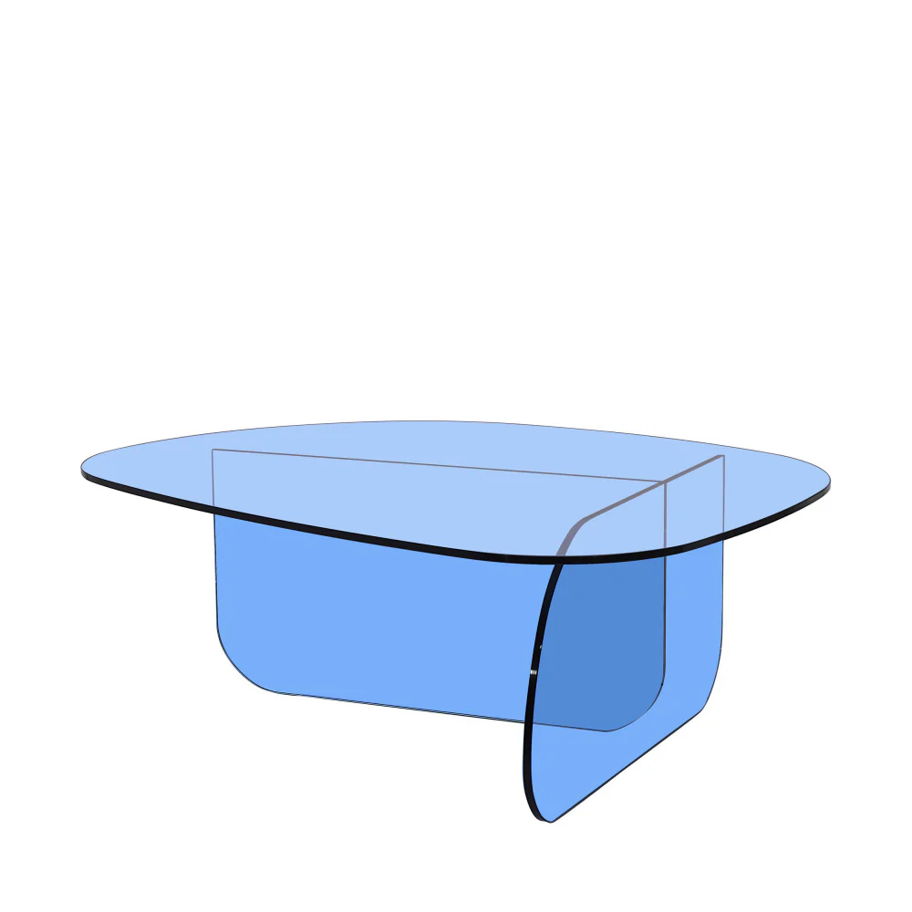 Tila - Table Basse Organique - Verre - Bleu - Image 4